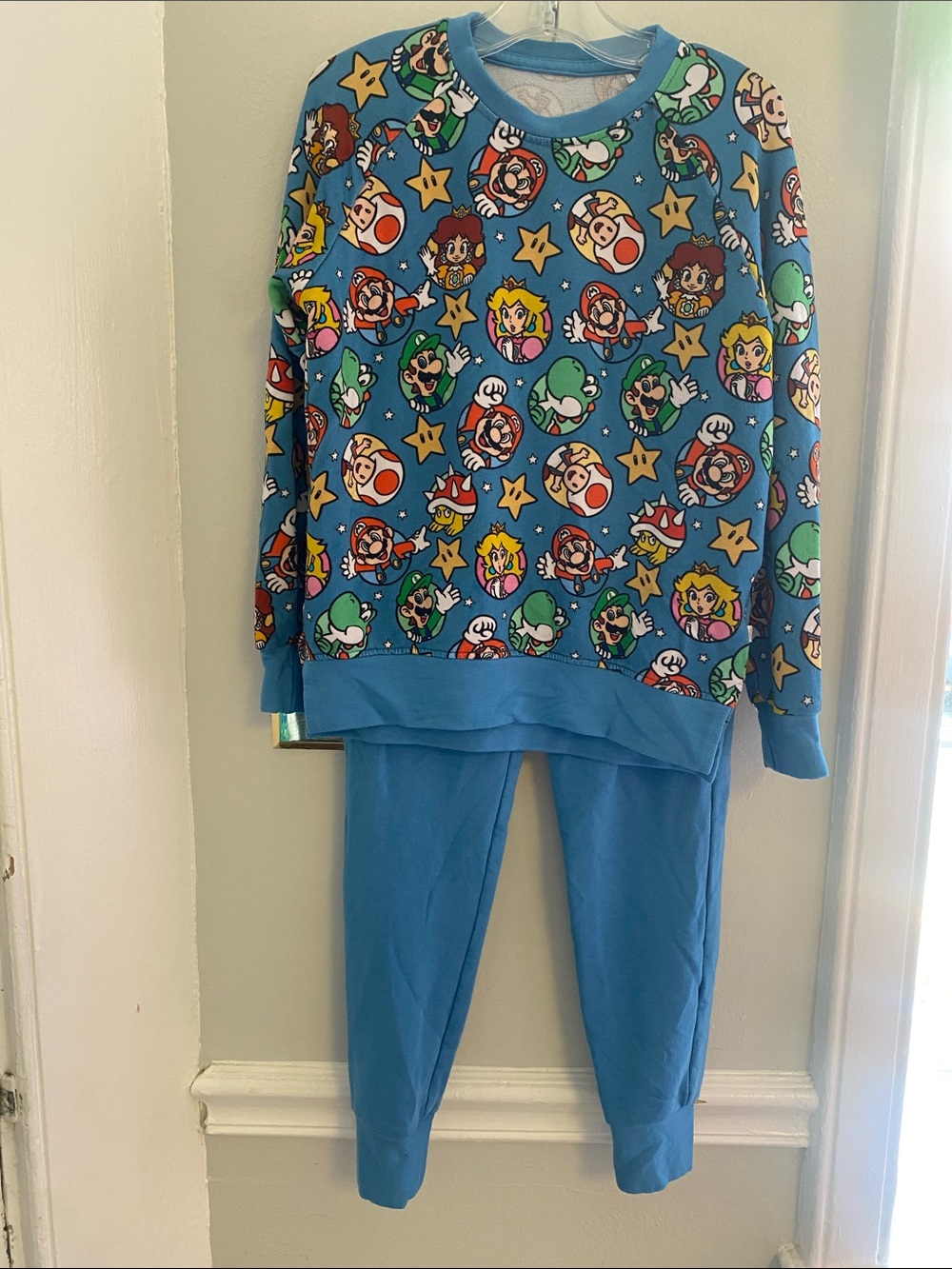 Blue Kids Matching Set with Super Mario Characters